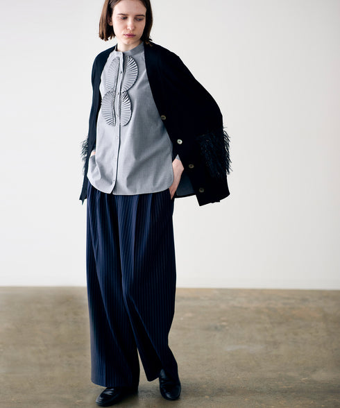 【SOI-MeME】sheer fringe high gauge cardigan